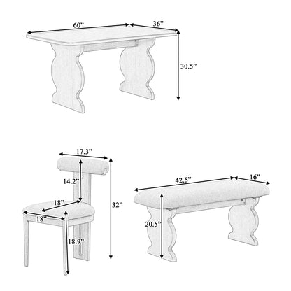 6-Piece Dining Set, Mid-Century Modern Table