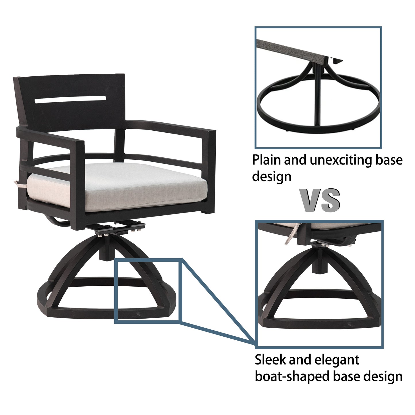 7-Piece Outdoor Patio Aluminum Furniture,2 Swivel Rockers