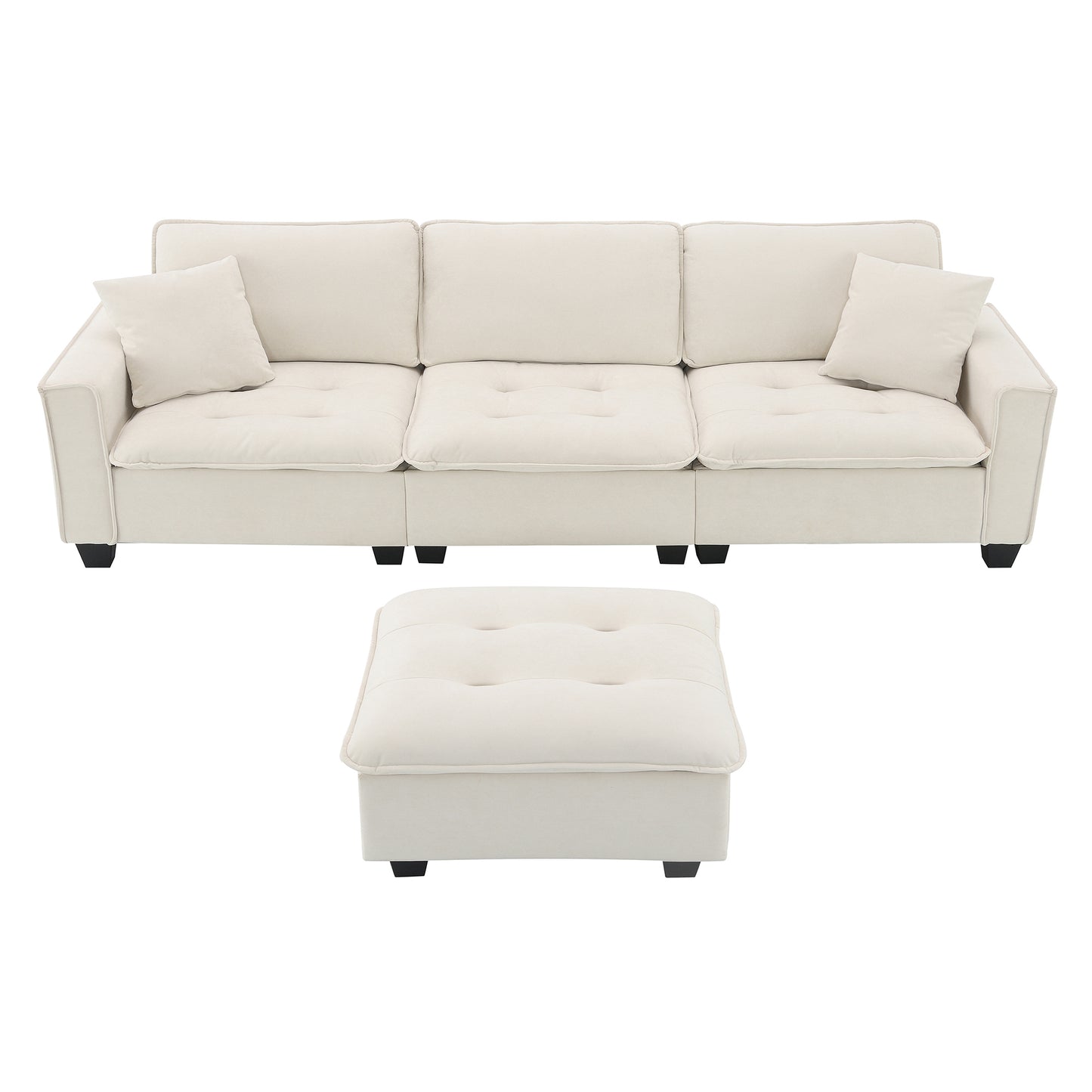 100*59" Modern Convertible Sectional Sofa,L-shaped ,Beige