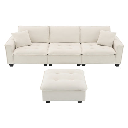 100*59" Modern Convertible Sectional Sofa,L-shaped ,Beige