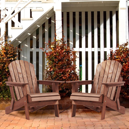 Oversize Wooden Outdoor Folding Adirondack Chair, Coffee Color