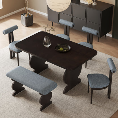 6-Piece Dining Set, Mid-Century Modern Table