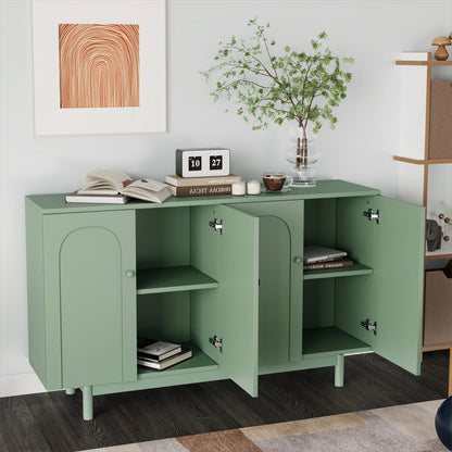 Stylish and Functional 4-Door Intaglio Storage Cabinet,Green