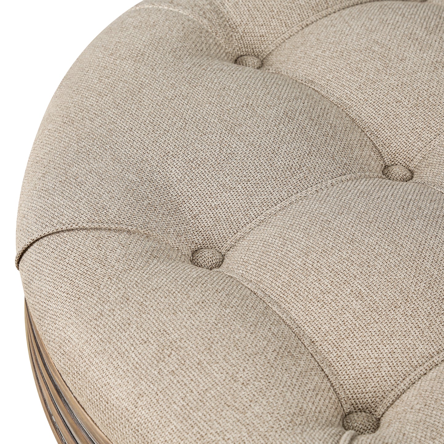 Large Round Waterproof Ottoman Upholstered Coffee Table ,Linen