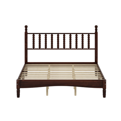 4-Pieces Retro Style Bedroom Sets, Queen Size  Bed , Walnut