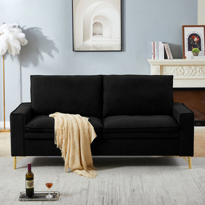 78" Modern Minimalist Small LoveSeat Couch,  Cotton Fabric Sofa, Black