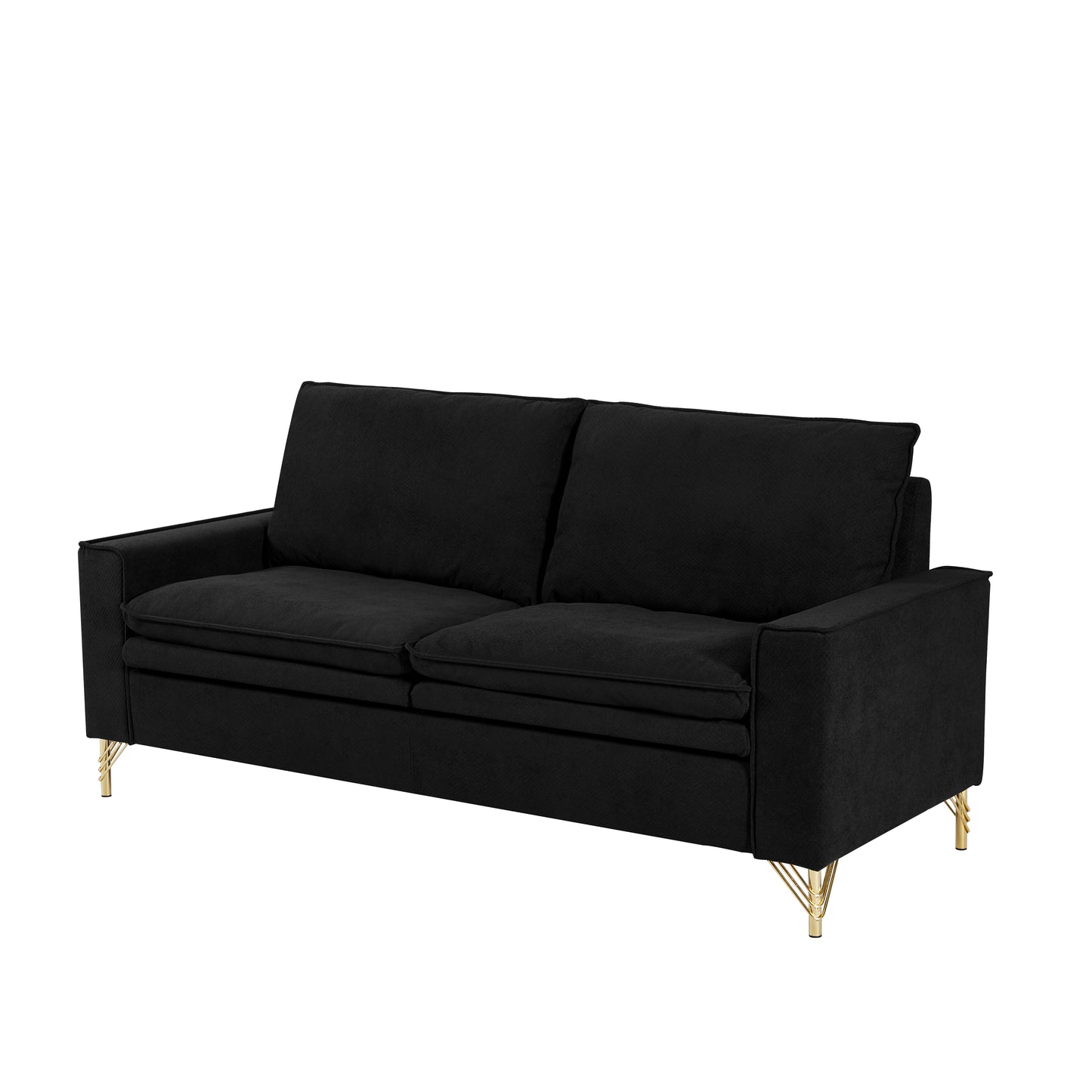 78" Modern Minimalist Small LoveSeat Couch,  Cotton Fabric Sofa, Black