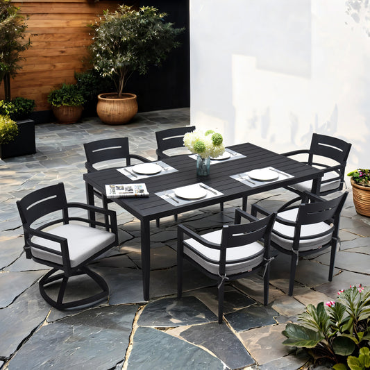 7-Piece Outdoor Patio Aluminum Furniture,2 Swivel Rockers