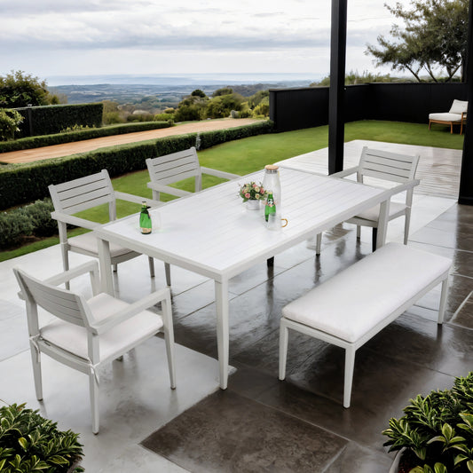 6PC Out Door / Patio Aluminum Furniture,White+Grayish