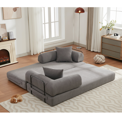 78.5" Folding Convertible Out Sleeper Sofa Bed,DIY Combination  Sofa,Grey