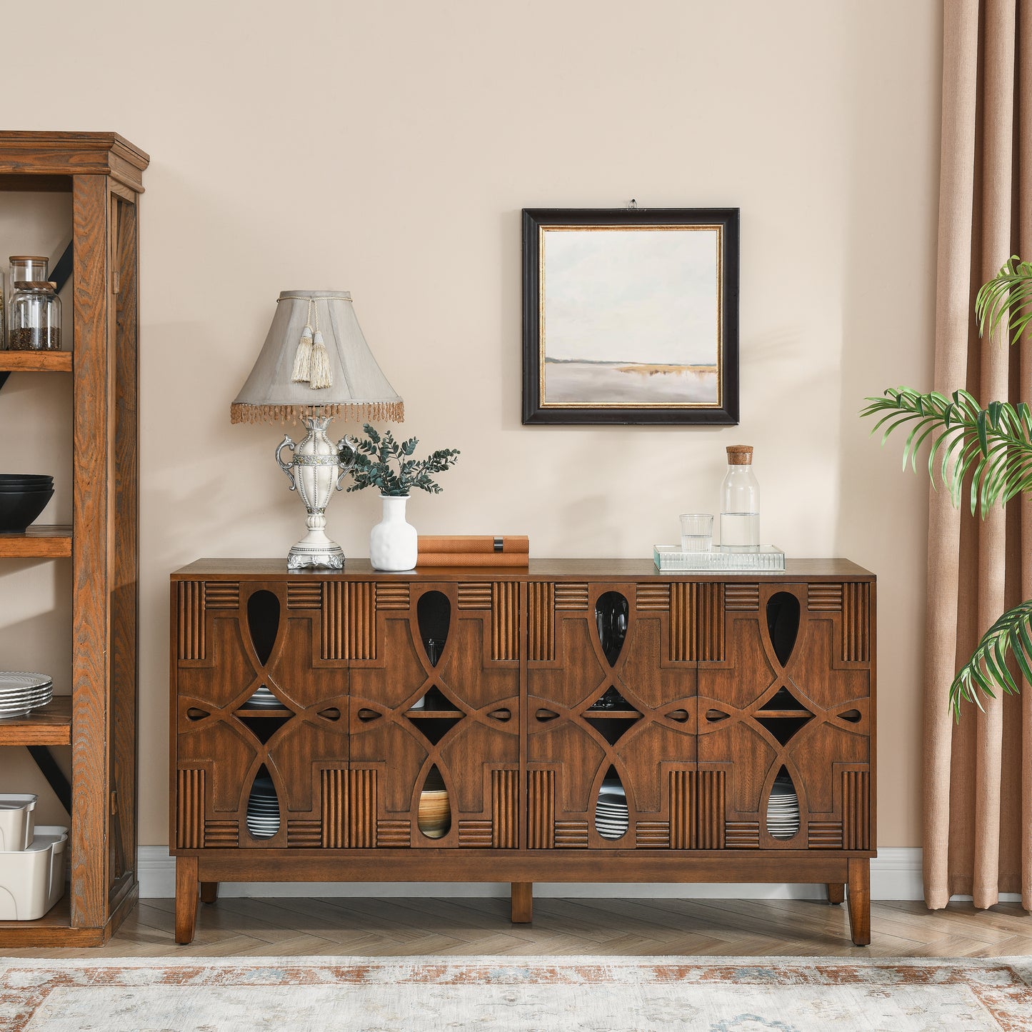 4 Door Mid Century Modern Sideboard Buffet Cabinet with Storage