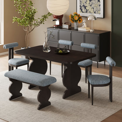 6-Piece Dining Set, Mid-Century Modern Table