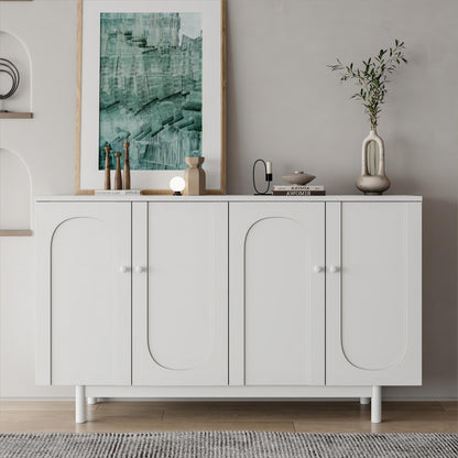 Stylish and Functional 4-Door Intaglio Storage Cabinet,White