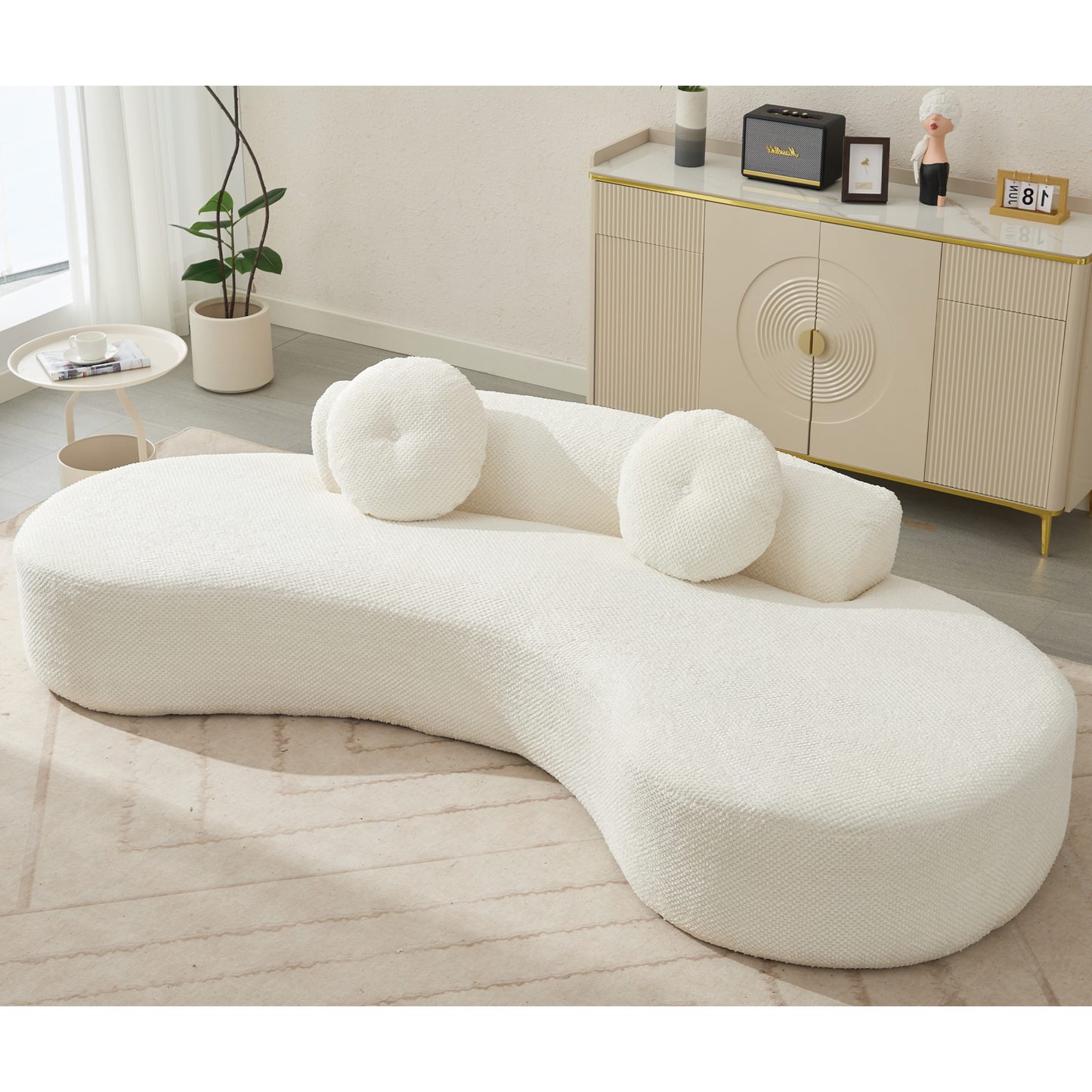 105.5''Curved Sofa, Modern Minimalist Sofa, Cloud Couch, White