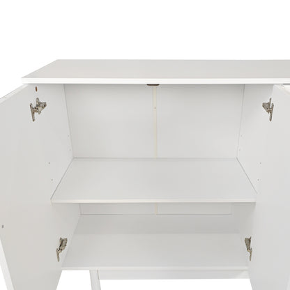 Stylish and Functional 4-Door Intaglio Storage Cabinet,White