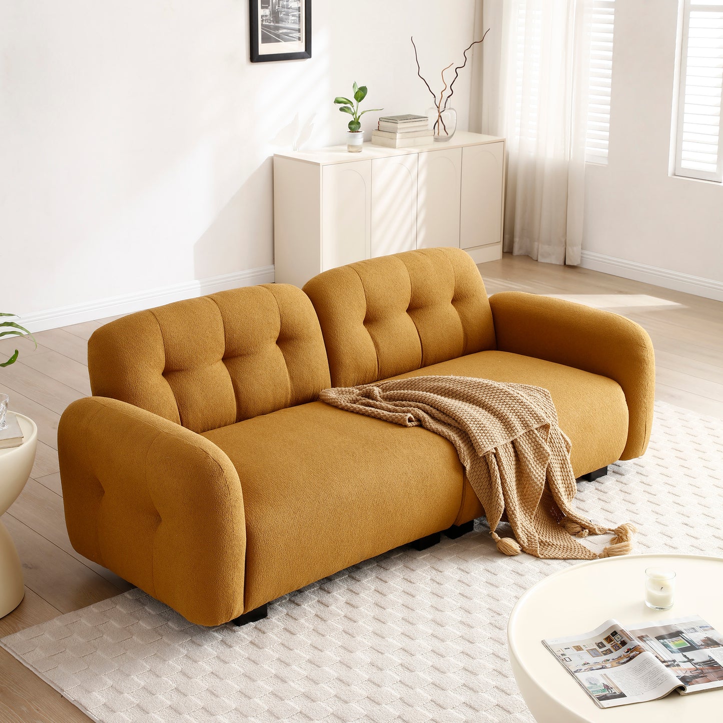 81.48" Modern Sofa Couch,3-Seater Teddy Sofa