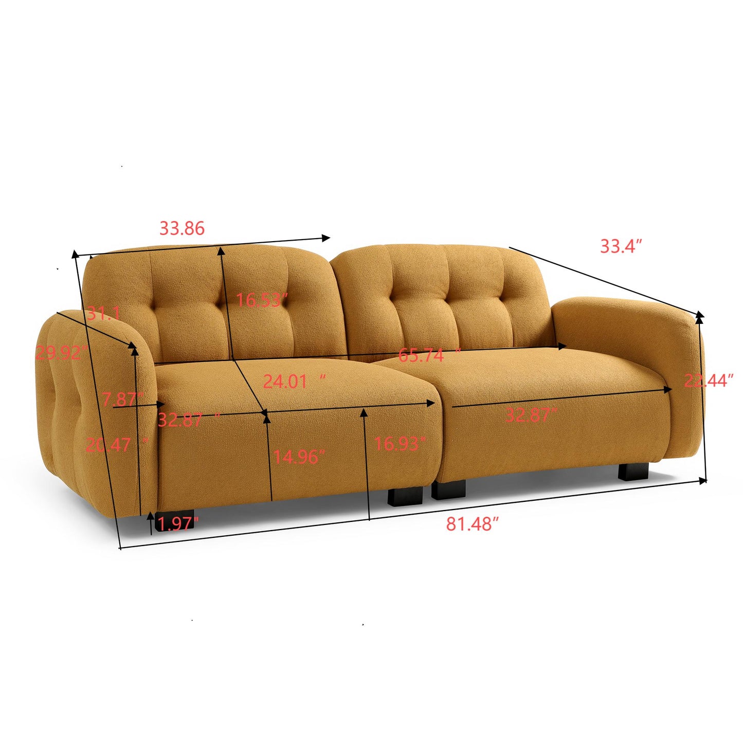 81.48" Modern Sofa Couch,3-Seater Teddy Sofa