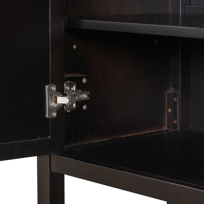 Retro Console Table/Storage Cabinet with Mirrored Doors,Espresso