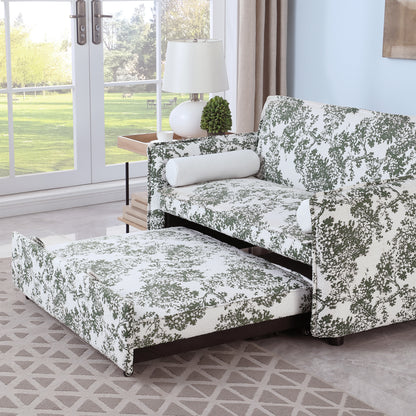 Boucle convertible two-bedroom sofa with adjustable back, Green