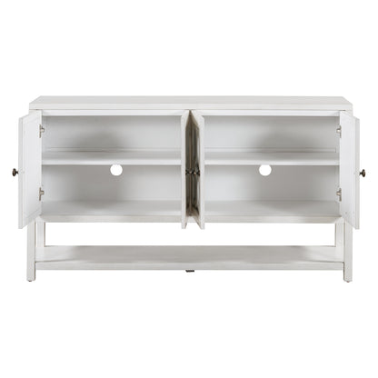 Retro Console Table/Storage Cabinet/Sideboard with Mirrored Doors,White