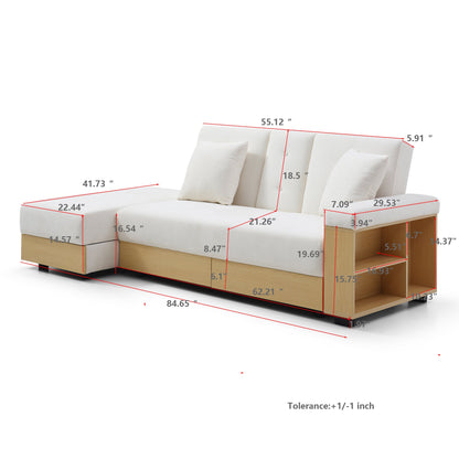 Convertible Sleeper Sofa Couch,Multifunctional Double Folding Sofa Bed, Beige