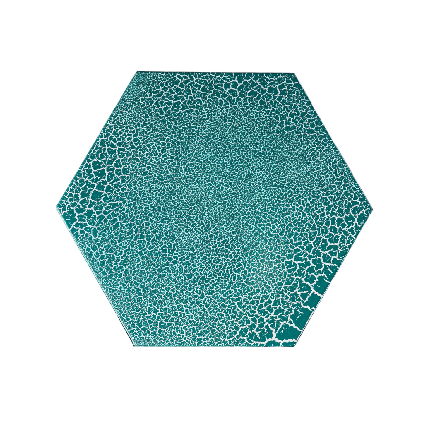 12" Hexagonal side table ,iron-cut design, Teal Color